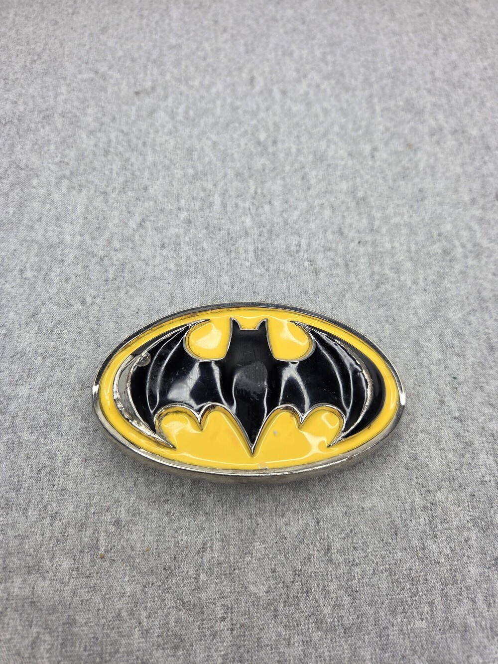 Vintage 1980s DC Comics Batman Belt Buckle GTO Black and Yellow Enamel 3D